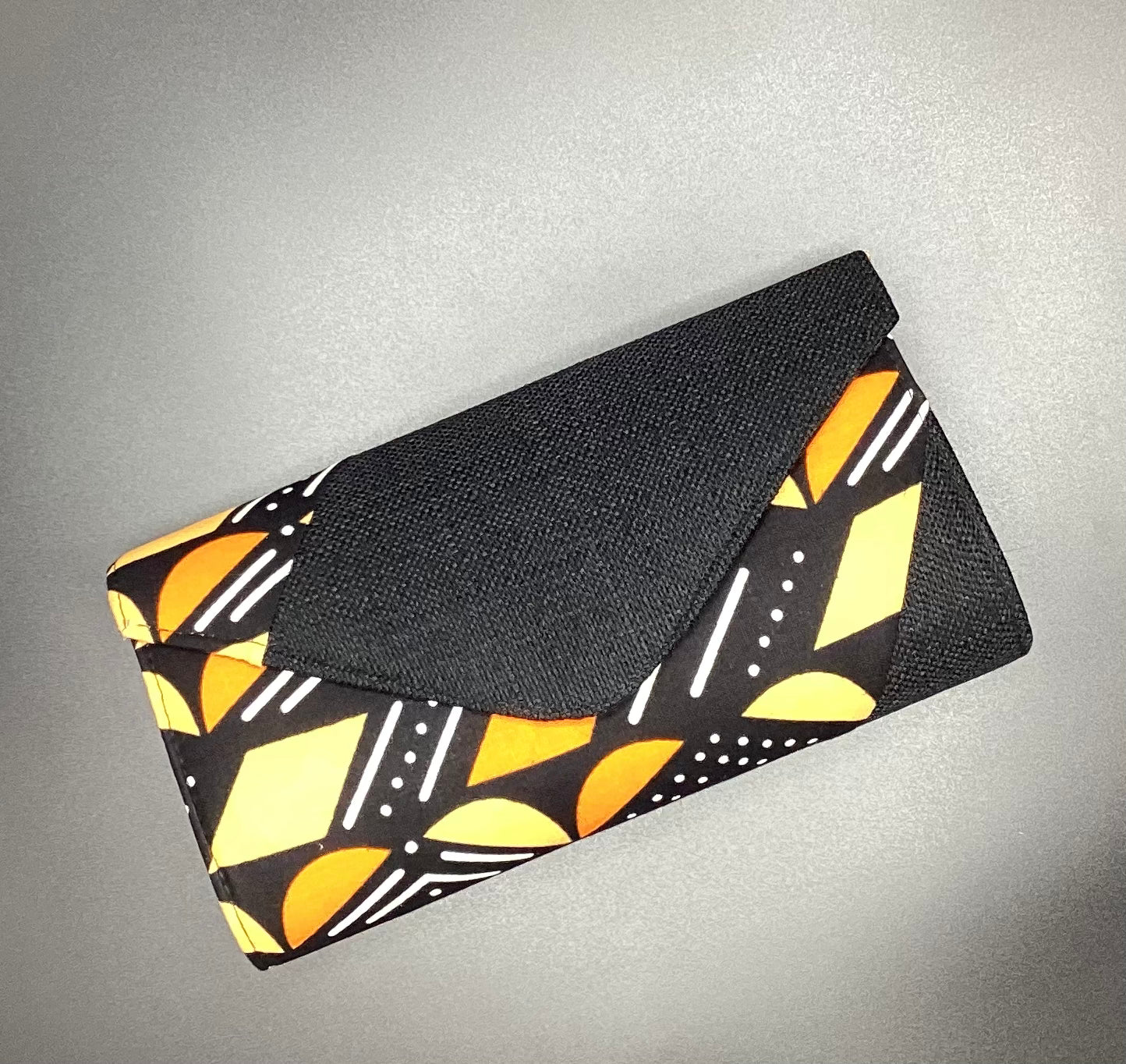 “Cotton canvas shoulder clutch from Senegal with shoulder strap, alternate view.”
